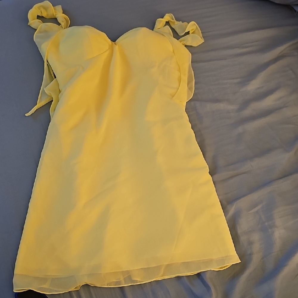 PROM  Sunny Tie-Shoulder Mini Dress - Yellow